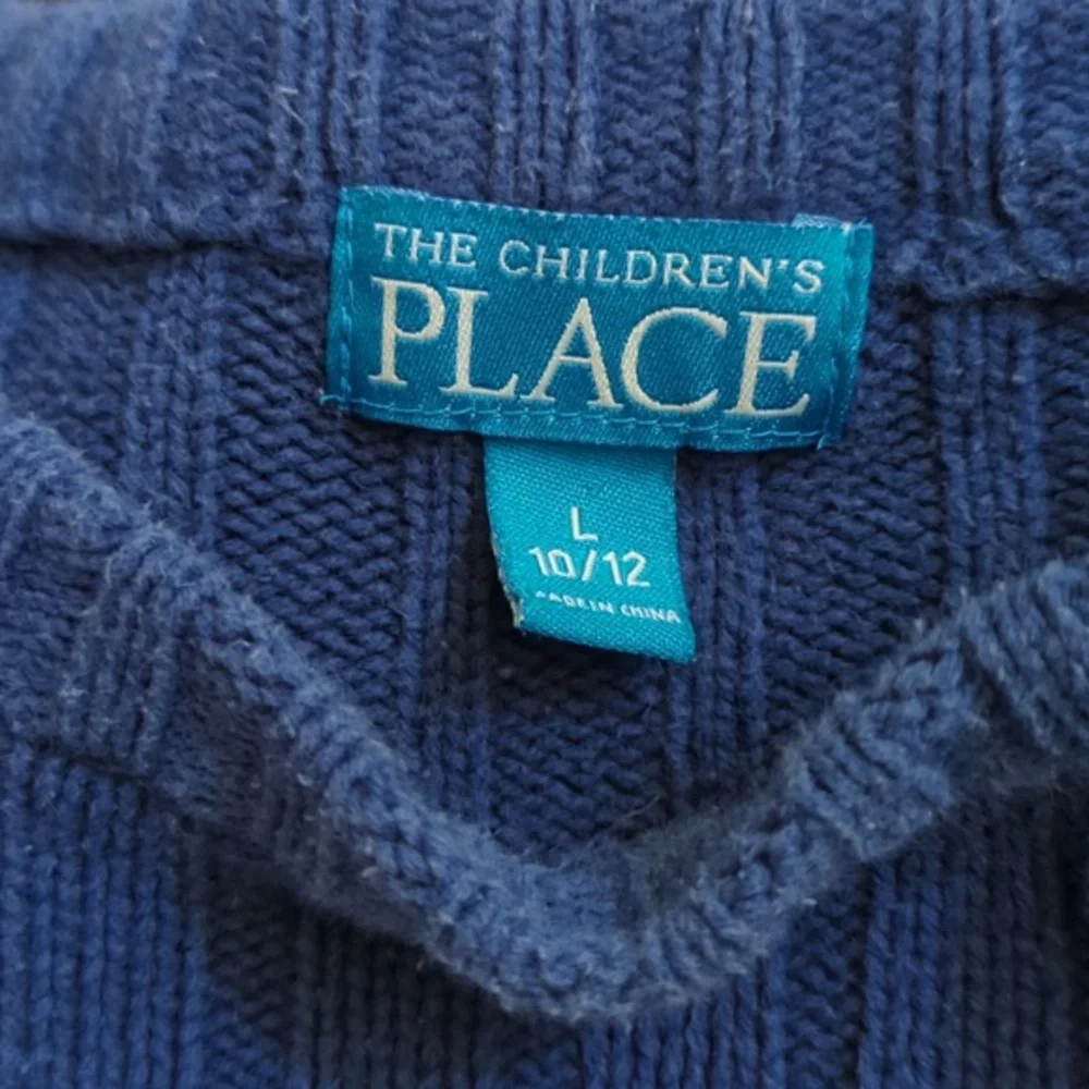 3/$20🌟 Boy's Children's Place Blue Color Block Cotton Knit Sweater Size L 10-12